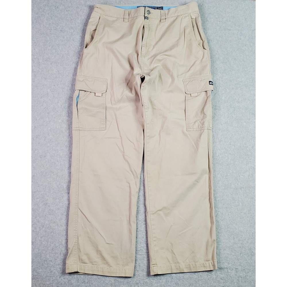 VINTAGE‎ Quiksilver Cargo Pants Mens 36X31 Beige/Tan Straight Skater Utility Y2K
